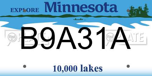B9A31A Minnesota License Plate