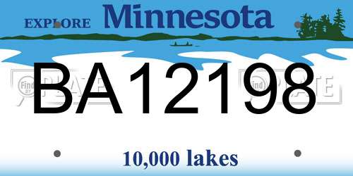 BA12198 Minnesota License Plate