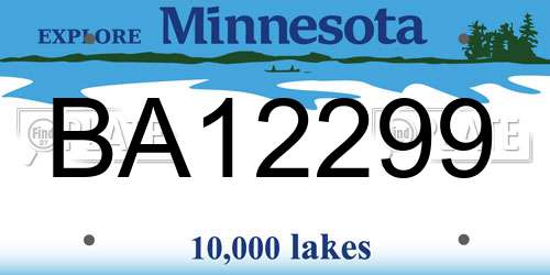 BA12299 Minnesota License Plate