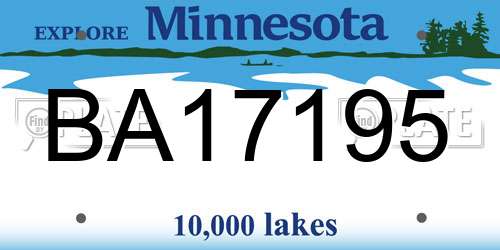 BA17195 Minnesota License Plate