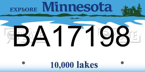 BA17198 Minnesota License Plate