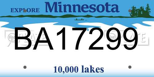BA17299 Minnesota License Plate