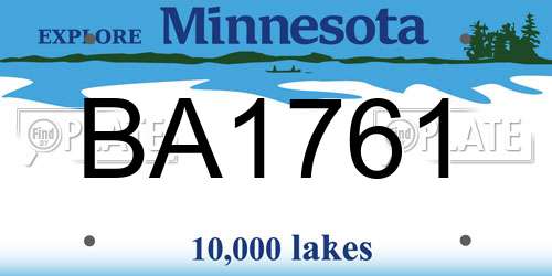 BA1761 Minnesota License Plate