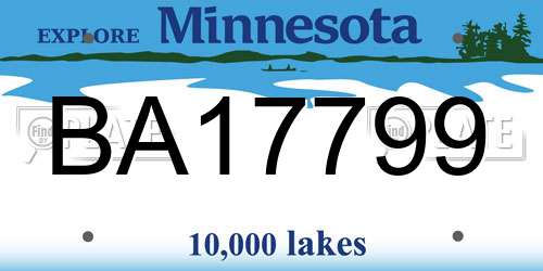 BA17799 Minnesota License Plate