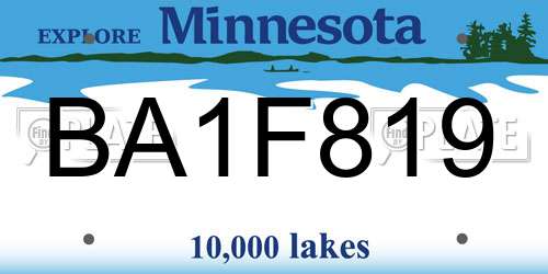 BA1F819 Minnesota License Plate