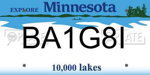 BA1G8I Minnesota License Plate