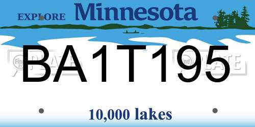 BA1T195 Minnesota License Plate