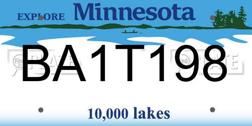 BA1T198 Minnesota License Plate
