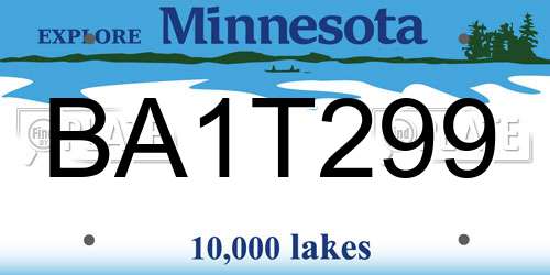 BA1T299 Minnesota License Plate