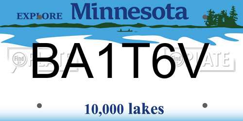 BA1T6V Minnesota License Plate