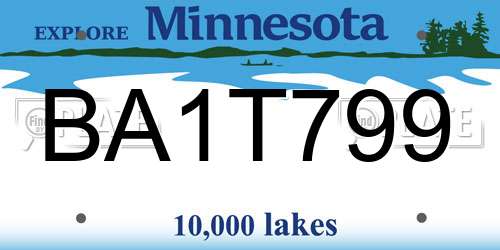 BA1T799 Minnesota License Plate