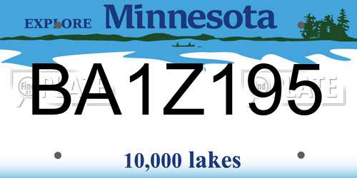 BA1Z195 Minnesota License Plate