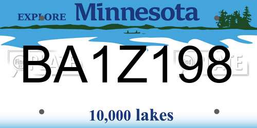 BA1Z198 Minnesota License Plate