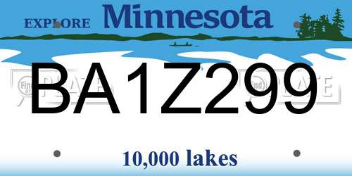 BA1Z299 Minnesota License Plate