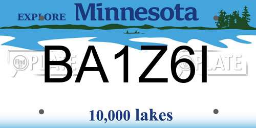 BA1Z6I Minnesota License Plate