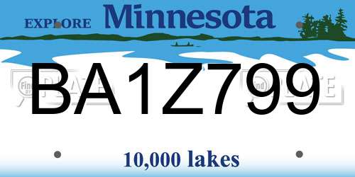 BA1Z799 Minnesota License Plate