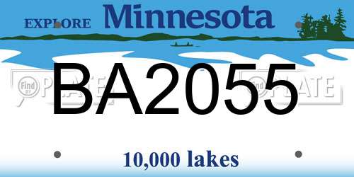 BA2055 Minnesota License Plate