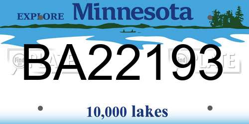 BA22193 Minnesota License Plate