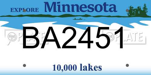 BA2451 Minnesota License Plate