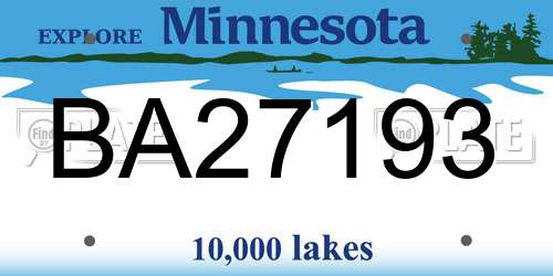 BA27193 Minnesota License Plate
