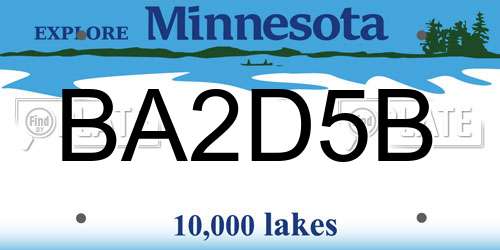 BA2D5B Minnesota License Plate
