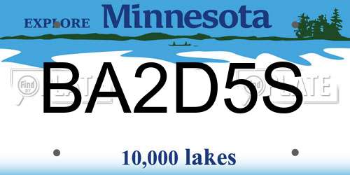 BA2D5S Minnesota License Plate