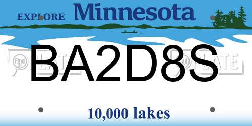 BA2D8S Minnesota License Plate