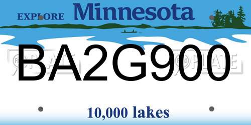 BA2G900 Minnesota License Plate