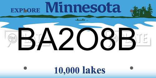 BA2O8B Minnesota License Plate