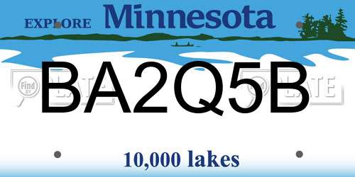 BA2Q5B Minnesota License Plate
