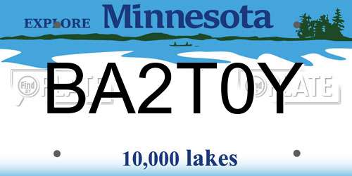 BA2T0Y Minnesota License Plate