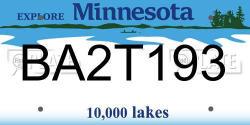 BA2T193 Minnesota License Plate