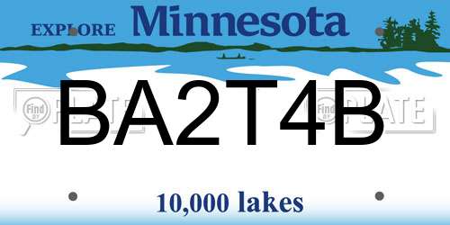BA2T4B Minnesota License Plate