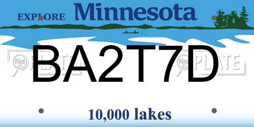 BA2T7D Minnesota License Plate