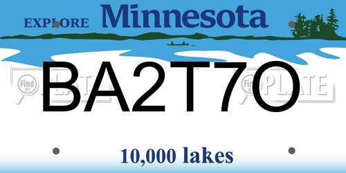 BA2T7O Minnesota License Plate