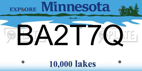 BA2T7Q Minnesota License Plate