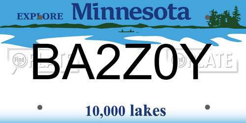 BA2Z0Y Minnesota License Plate