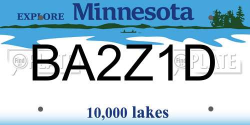 BA2Z1D Minnesota License Plate