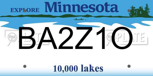 BA2Z1O Minnesota License Plate