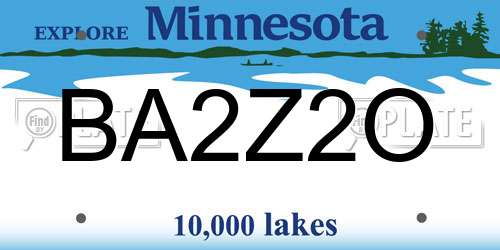 BA2Z2O Minnesota License Plate