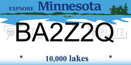 BA2Z2Q Minnesota License Plate