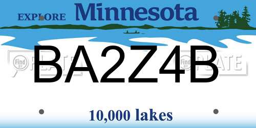 BA2Z4B Minnesota License Plate