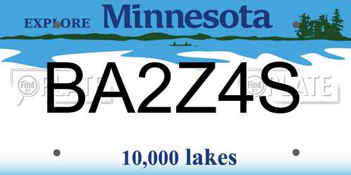 BA2Z4S Minnesota License Plate