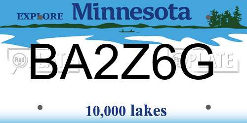 BA2Z6G Minnesota License Plate
