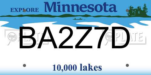 BA2Z7D Minnesota License Plate