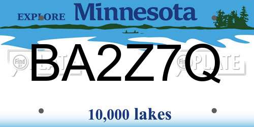 BA2Z7Q Minnesota License Plate
