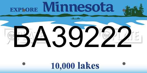 BA39222 Minnesota License Plate