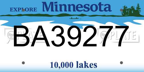 BA39277 Minnesota License Plate