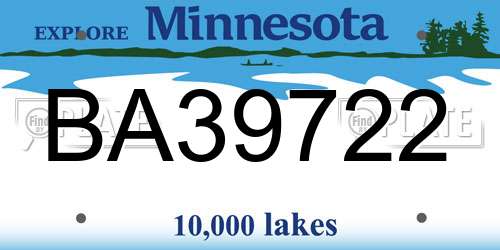 BA39722 Minnesota License Plate
