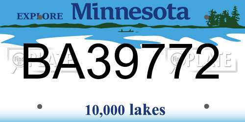 BA39772 Minnesota License Plate